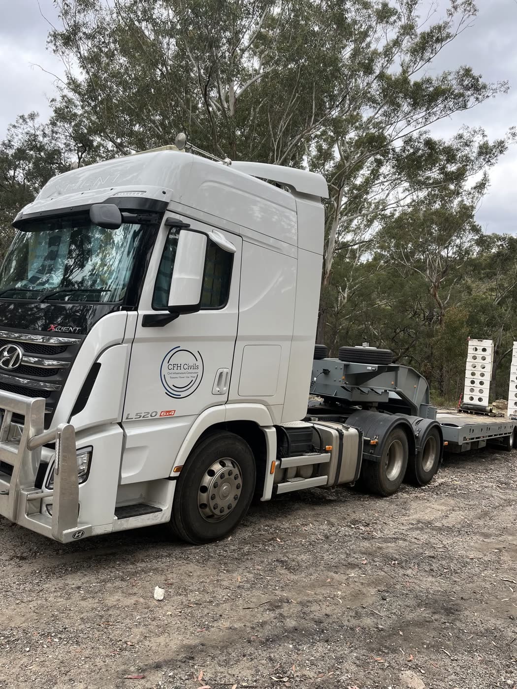 CFH Civils plant mobilised on a regional utility construction site