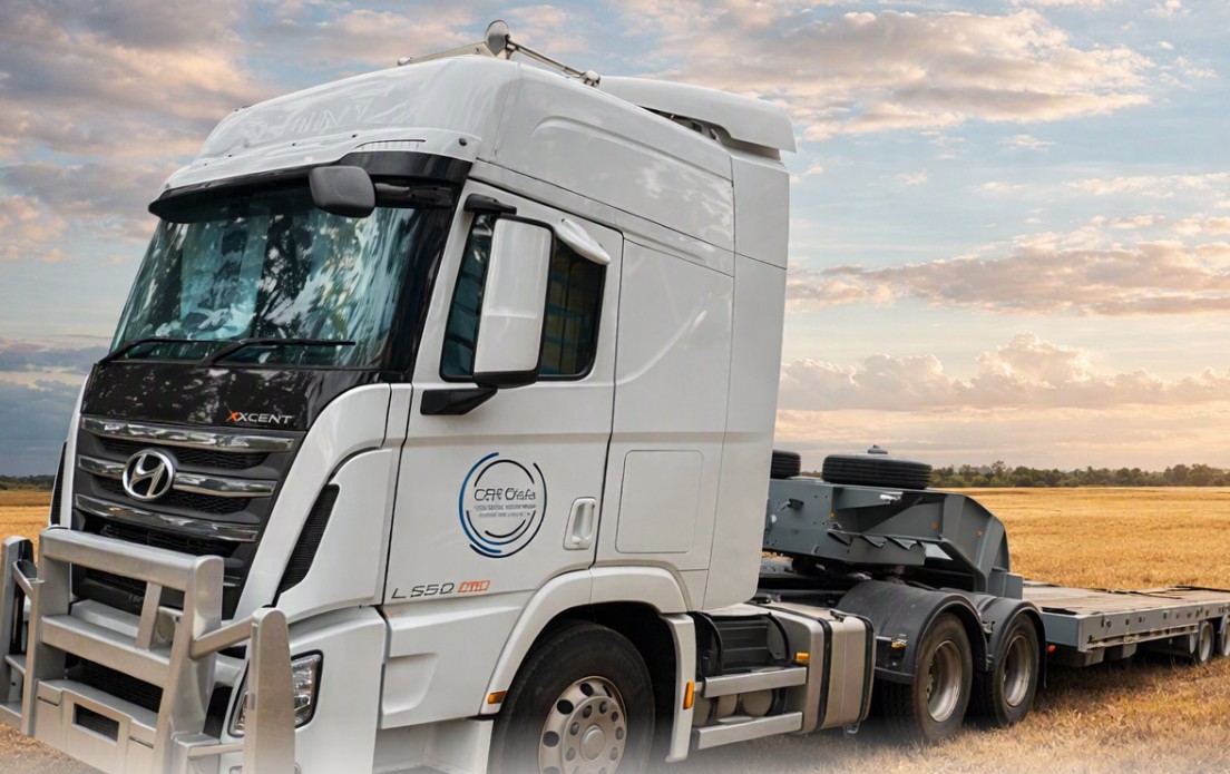 Prime mover coupled to a low-loader float configured for heavy plant transport